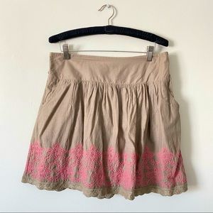 Lucky Brand embroidered cotton skirt medium